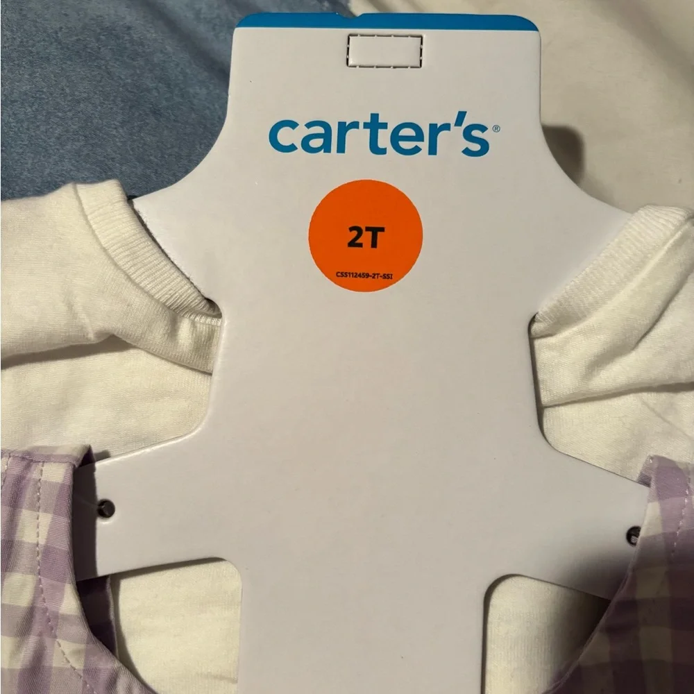 NWT Carter's Lavender Gingham and White Floral Set Size 2T - Picture 9 of 9